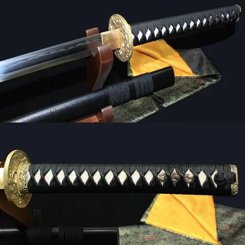 Vista 6 de Katanas de acero modelado de 41 pulgadas Espada de arcilla templada samurái japonesa espada afilada