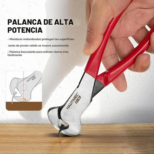 Vista 4 de HAUTMEC Pinzas extractoras de 7 pulgadas, alicates de corte final de acero CR-Ni con agarre antideslizante, herramienta removedora de uñas