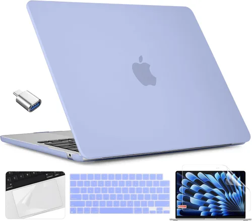 Vista 22 de TWOLSKOO Compatible con funda para MacBook Air M4 de 15 pulgadas versión 2025-2023 M4 A3241 M3 A3114 M2 A2941, carcasa rígida de plástico y Cristal