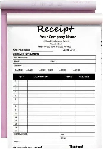 Vista 9 de Libro de recibos personalizado de 2 partes/3 partes, libro de recibos personalizado, multiusos, duplicado, sin carbono, con el nombre y logotipo