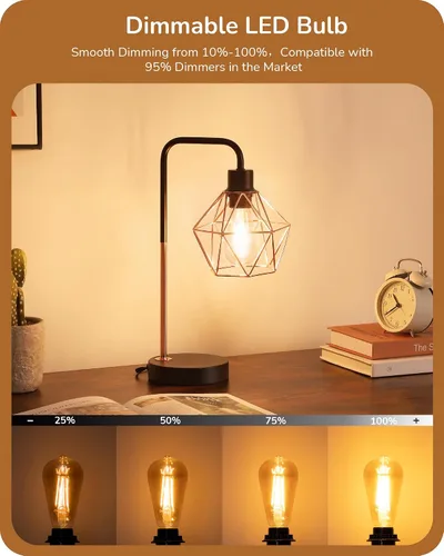 Vista 4 de EDISHINE Paquete de 6 Bombillas LED Edison Vintage 8W Equivalente a 60W, ST64 Bombillas LED Regulables, 700LM 2200K Luz Cálida Ámbar E26, Bombillas