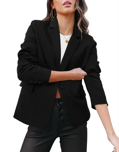 Vista 2 de VNK Blazer casual de moda para mujer, con botones profesionales, con bolsillos