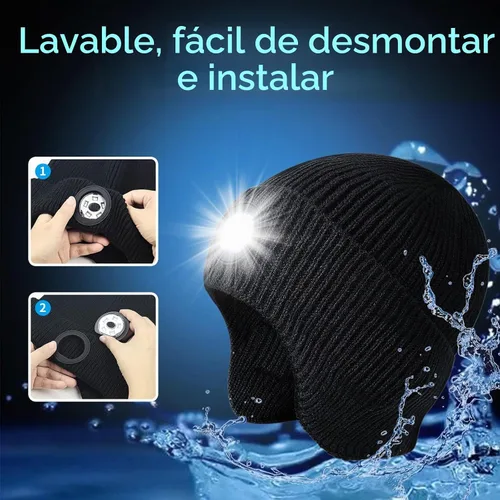 Vista 4 de LED Beanie with Light, Unisex USB Rechargeable Earflap Beanie for Fishing Jogging Working, Gift for Men Dad Husband