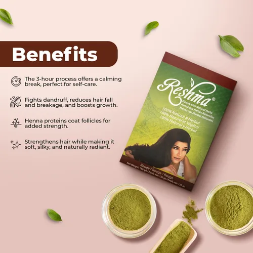 Vista 5 de Reshma Beauty Ayurvedic Henna Hair Color Blend – Henna, Indigo & Herbal Extracts – Natural Red/Rouge Hair Color for Gray Blending – Heena Mehendi