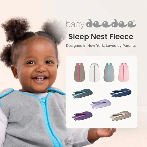 Vista 8 de Baby Deedee Sleep Nest - Saco de dormir de forro polar para bebé, gris, 6-18 meses Patented shoulder snaps and full-length zipper support easy