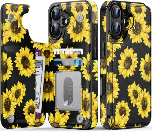 Vista 118 de LETO para iPhone 15 Pro Funda tipo cartera - Tapa tipo folio con patada - Diseños de moda - Tarjetero - Funda protectora para mujeres y niñas - 6.1