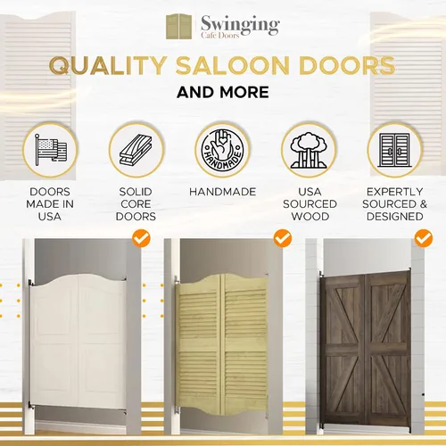 Vista 4 de Puertas batientes interiores prefabricadas, puertas batientes de madera de pino de 1-1/8 pulgadas de grosor, puertas de salón con bisagras, puerta