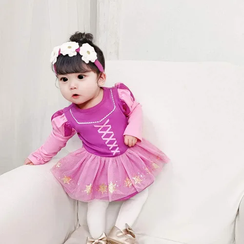 Vista 110 de Disfraz de princesa de Belle Sofía Blancanieves para niñas pequeñas, disfraz de princesa, Navidad, Halloween, mameluco con diadema