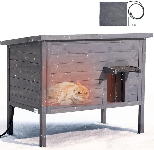 Vista 10 de VEVOR - Casa de gatos al aire libre resistente a la intemperie, refugio para gatos ferales para múltiples gatos, casa de gatos y conejos al aire