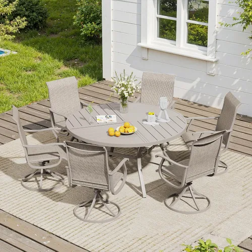 Vista 50 de VICLLAX Muebles pequeños de exterior de 3 piezas, 2 sillas giratorias de patio y mesa redonda pequeña para 2, sillas de carbón oscuro y negro