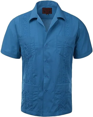 Vista 9 de Maximos Men's Short Sleeve Button-up Cuban Guayabera Dress Shirt