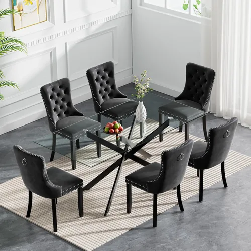Vista 93 de Juego de mesa de comedor de cristal plateado moderno de 47 pulgadas para 2, juego de mesa de comedor de cocina redonda de 3 piezas con patas