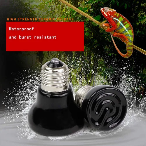 Vista 5 de Mini bombilla de calor para reptiles de 50 W, base E26, emisor de calor de cerámica infrarroja no emisora de luz para terrarios, tortugas, lagartos