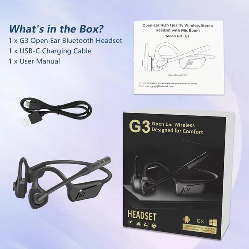 Vista 9 de BANIGIPA Auriculares Bluetooth con micrófono, auriculares de oído abierto, inalámbricos Bluetooth con cancelación de ruido para computadora