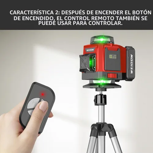 Vista 5 de Nivel láser 360 autonivelante con trípode, nivel WEIDDW 4D Lazer, láser de línea cruzada de 4 x 360° para renovación de proyectos de construcción