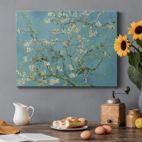 Vista 4 de Renditions Gallery Vincent Van Gogh Impreso Flores de almendra, famosa reproducción de pintura, lienzo de alta calidad envuelto en galería, listo