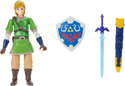 Vista 4 de Figura de acción de 4 pulgadas de Link de Nintendo Legend of Zelda: Skyward Sword con espada y escudo