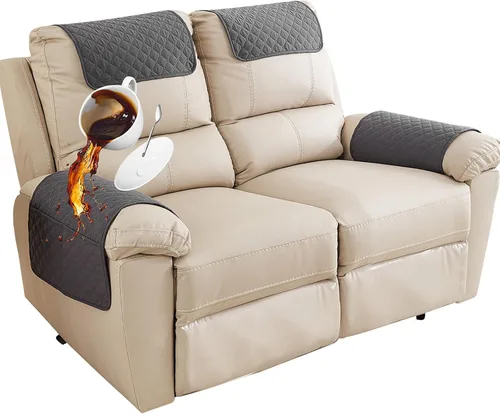 Vista 15 de Funda para Reposabrazos de Sofá, Funda para Reposacabezas de Silla Reclinable, Funda de Sillón con Bolsillos, Protector de Muebles Acolchado Beige