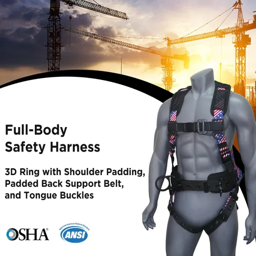 Vista 2 de Kit de arnés de protección contra caídas cómodo AFP Demon – Arnés de seguridad de cuerpo completo OSHA/ANSI PPE para trabajo de construcción