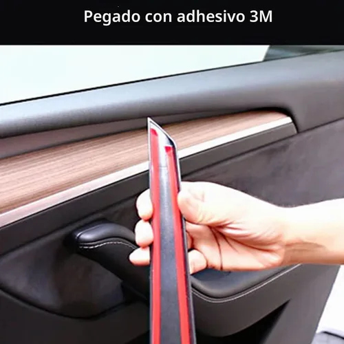 Vista 3 de Cubierta de panel de puerta delantera para Tesla Modelo Y y Modelo 3 2020 2021 2022 2023 (negro mate)