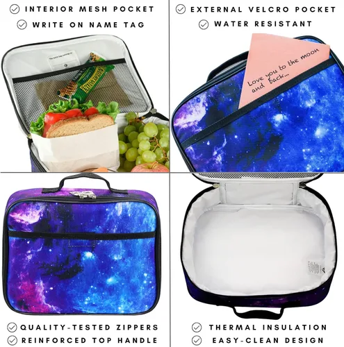 Vista 2 de Lonchera infantil estilo robótica, para niñas, adolescentes, mujeres, bolsa de almuerzo aislada, compartimentos de lados suaves, espaciosos, sin
