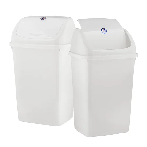 Vista 10 de Superio Mini tacho de basura de escritorio con tapa superior giratoria, contenedor de basura portátil de plástico para encimera, escritorio