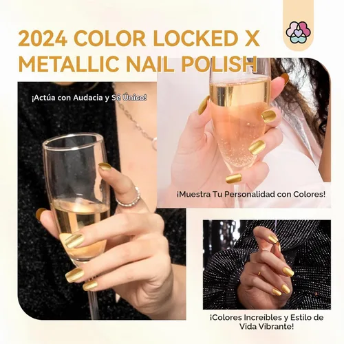 Vista 5 de SAVILAND Esmalte de uñas metálico dorado: esmalte de uñas espejo dorado de secado rápido, esmalte de uñas cromado regular, fácil de usar y quitar