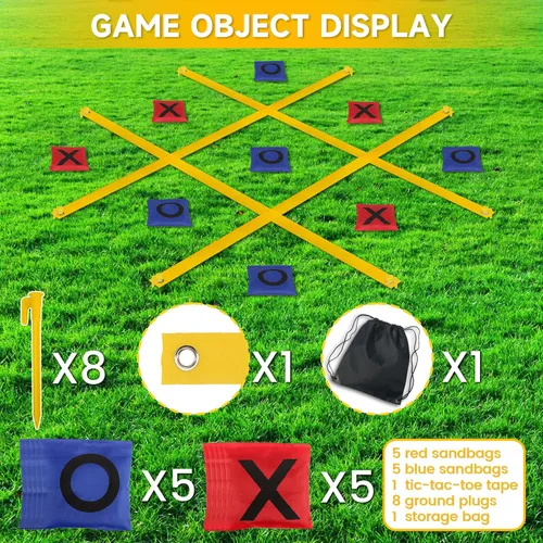 Vista 6 de VANPET Giant Tic Tac Toe Bean Bag Toss Games for Kids Adults Family, Large Outside Lawn Yard Backyard Carnival Field Day Game, Beach Picnic Camping