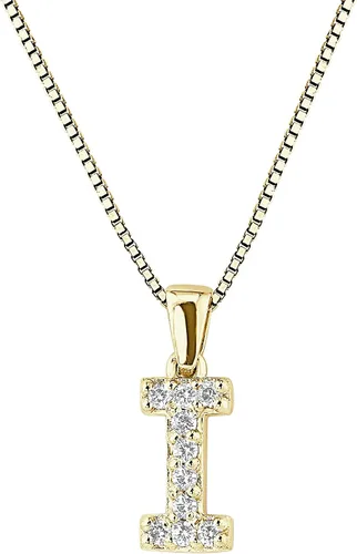 Vista 45 de Collar colgante con letra inicial de diamantes en oro amarillo de 14k (1/10 quilates) 18 pulgadas