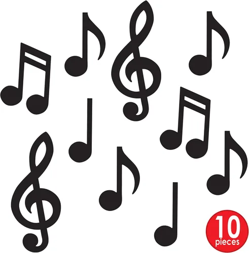 Vista 2 de Beistle 54735-BK Mini siluetas de notas musicales (paquete de 10), 5.5"-10.25", color negro