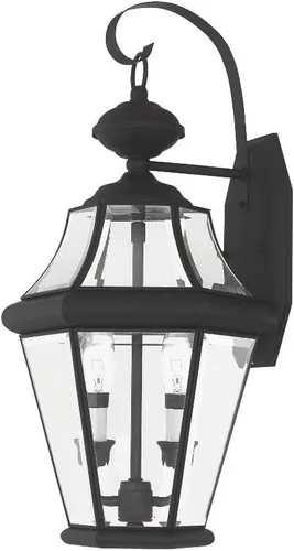 Vista 4 de Livex Lighting 2261-91 Georgetown - Farol de pared para exteriores, 2 luces, níquel cepillado
