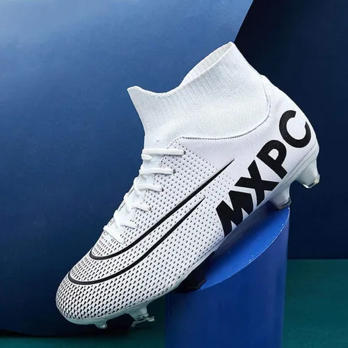 Vista 5 de GTY Botas de fútbol para hombre tacos de fútbol firmes Hightop para entrenamiento atlético