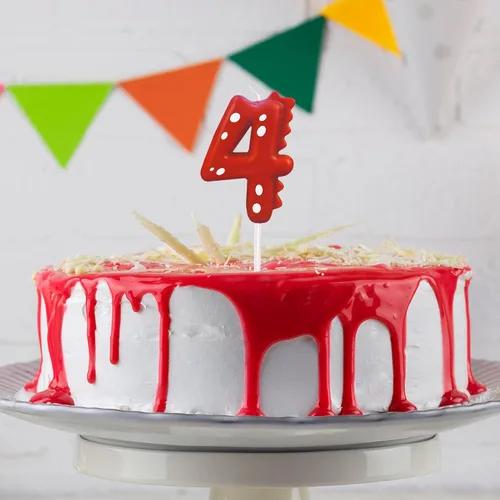 Vista 4 de Velas de cumpleaños con número (0 velas rojas) con forma de dinosaurio, velas de pastel de feliz cumpleaños para decoración de fiesta de cumpleaños