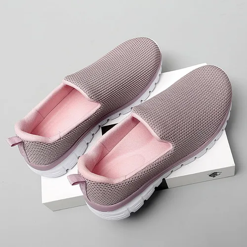 Vista 6 de JWSVBF Zapatos deportivos de plataforma para mujer, cuñas, malla transpirable, sin cordones, a la moda, de otoño, cómodos, para caminar, zapatos