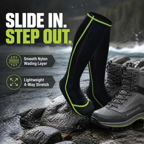 Vista 3 de Riverruns Knee-High Wader Liner Socks, Nylon Slip-On Socks for Fishing