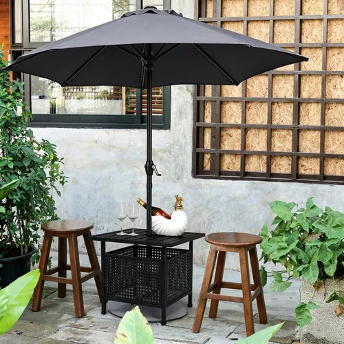 Vista 2 de VINGLI Mesa auxiliar para exteriores con sombrilla de patio de 7.5 pies, mesa de patio pequeña con agujero para sombrilla de 1.57 pulgadas, altura