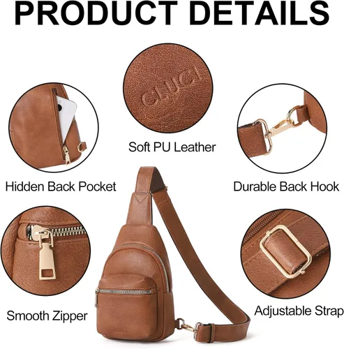 Vista 6 de CLUCI Small Sling Bag for Women, Leather Crossbody Fanny Packs Trendy, Women's Chest Bag