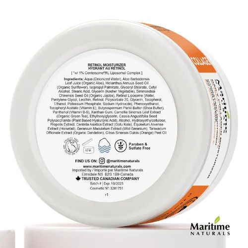 Vista 6 de Maritime Naturals Hidratante de retinol para rostro con ácido hialurónico e ingredientes orgánicos Resultados profesionales con crema hidratante