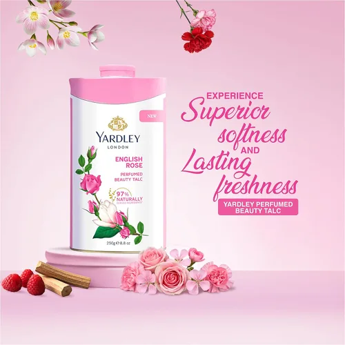 Vista 4 de Yardley Talco perfumado de rosa inglesa, 8.82 oz