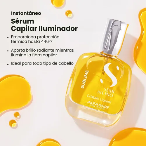 Vista 3 de ALFAPARF MILANO Semi di Lino Cristalli Liquidi Hair Oil with Heat Protection - Superior Smoothing and Finishing Hair Serum - Anti Frizz - Brilliant
