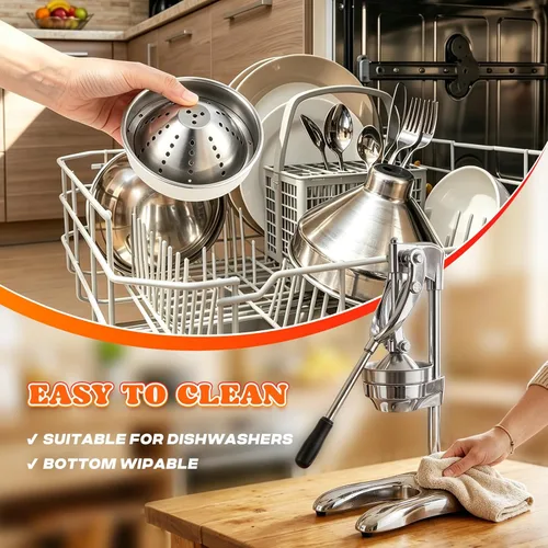 Vista 5 de Moongiantgo Exprimidor manual comercial, extractor de jugo de prensa manual resistente con 2 bolsas de frutas reutilizables, exprimidor profesional