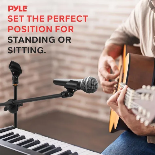 Vista 7 de Pyle Soporte de Micrófono Trípode Ajustable Universal - Par de Soportes Profesionales Compactos y Extensibles para Micrófono Boom de Estudio