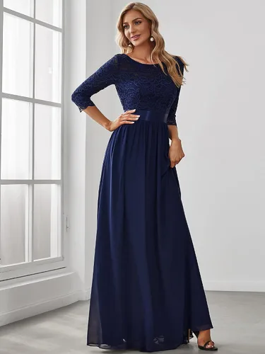 Vista 4 de Ever-Pretty - Vestido largo elegante para dama de honor, con cintura imperio, manga de 34, 07412