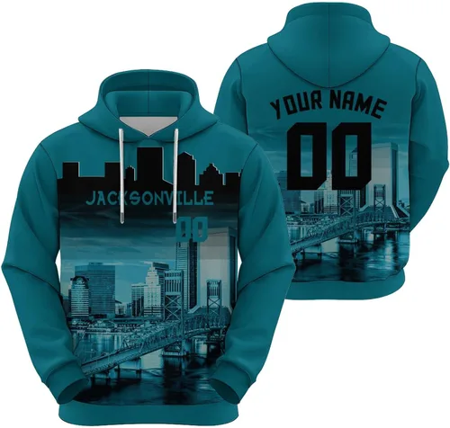 Vista 16 de Custom Football Hoodies City Night Skyline Personalized Sweatshirt Name Number Fan Gift Pullover for Men Women Youth