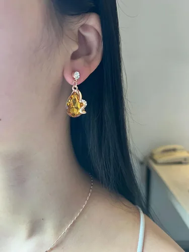 Vista 4 de Txibikn Juego de 4 piezas de joyería de cristal brillante con forma de estrella de moda para mujeres, mujeres, mujeres, esposa, boda, fiesta
