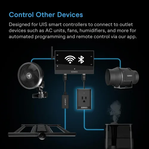 Vista 2 de AC Infinity Enchufe de Control UIS, Adaptador de Enchufe para Conectar Controladores Inteligentes UIS a Dispositivos de Toma de Corriente