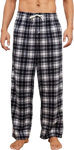 Vista 10 de U2SKIIN Pantalones de pijama de forro polar para hombre, pantalones de Buffalo Plaid-rojo