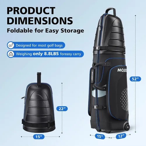 Vista 7 de Golf Travel Bags for Airlines with Wheels, Hard Case Top and 1680D Heavy Duty Oxford Protect Golf Clubs, Lightweight and Easy to Maneuver