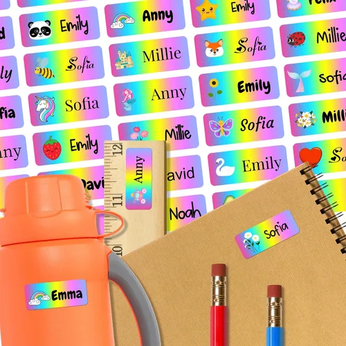 Vista 9 de 128 etiquetas adhesivas de nombre personalizadas para guardería, etiquetas de nombre impermeables personalizadas para niños, suministros escolares