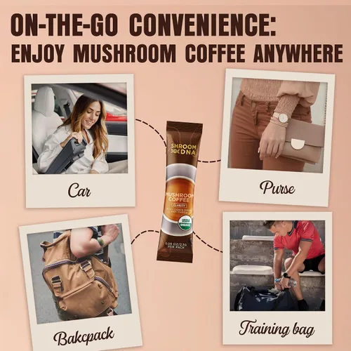 Vista 3 de ShroomDNA - Café orgánico de hongos con melena de león y hongos chaga, café instantáneo orgánico. Enfoque instantáneo + claridad todo el día.